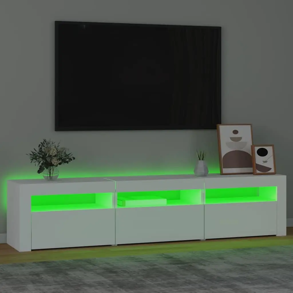 White TV Cabinet with RGB LED Ambient Lighting