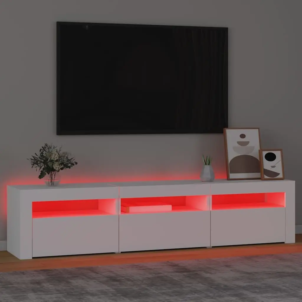 White TV Cabinet with RGB LED Ambient Lighting