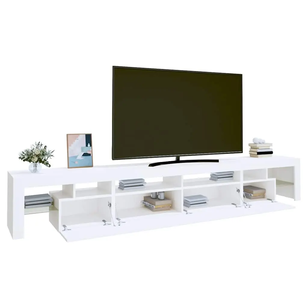 TV Cabinet White 260x36.5x40cm RGB LED Lights Storage Unit