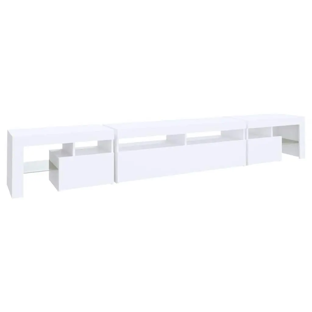 TV Cabinet White 260x36.5x40cm RGB LED Lights Storage Unit