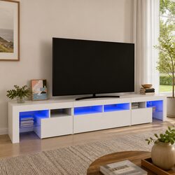 Compact and Modern TV Cabinet with RGB LED Lights 230cm