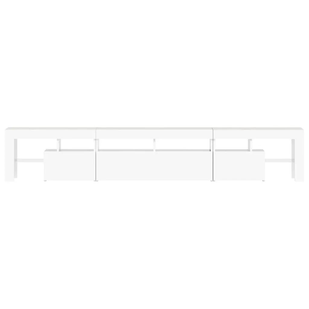TV Cabinet White 230cm Modern Media Unit with RGB LED Lights