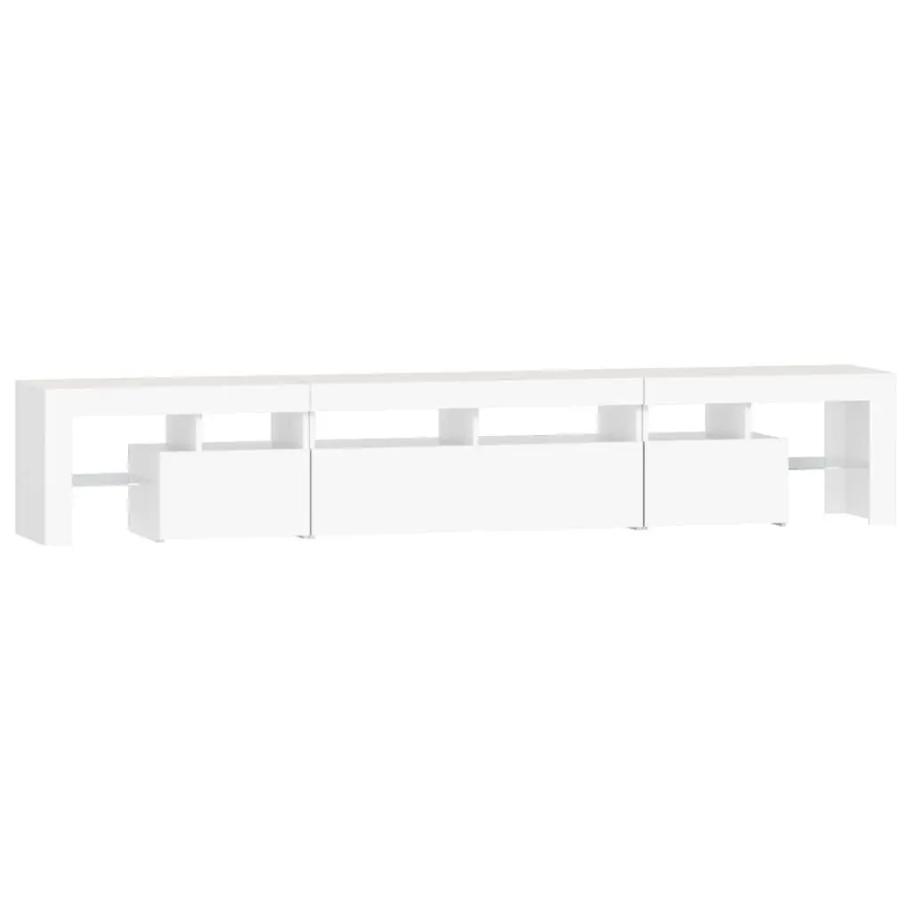 TV Cabinet White 230cm Modern Media Unit with RGB LED Lights
