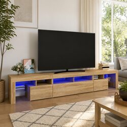 Compact Brown TV Cabinet with RGB LED Lights