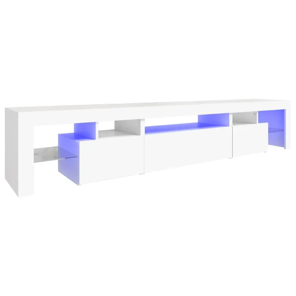 TV Cabinet with RGB LED Lights White 215x36.5x40 cm Media Unit Storage