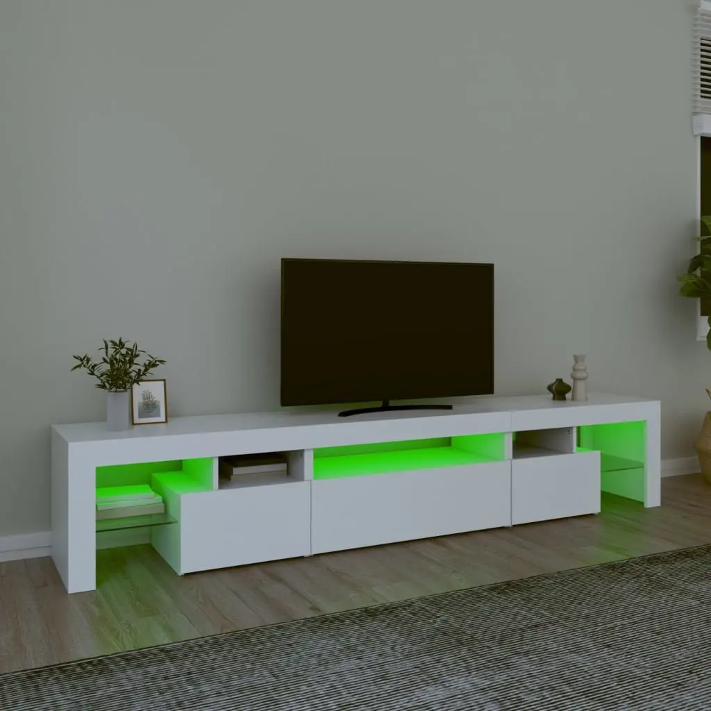 TV Cabinet with RGB LED Lights White 215x36.5x40 cm Media Unit Storage