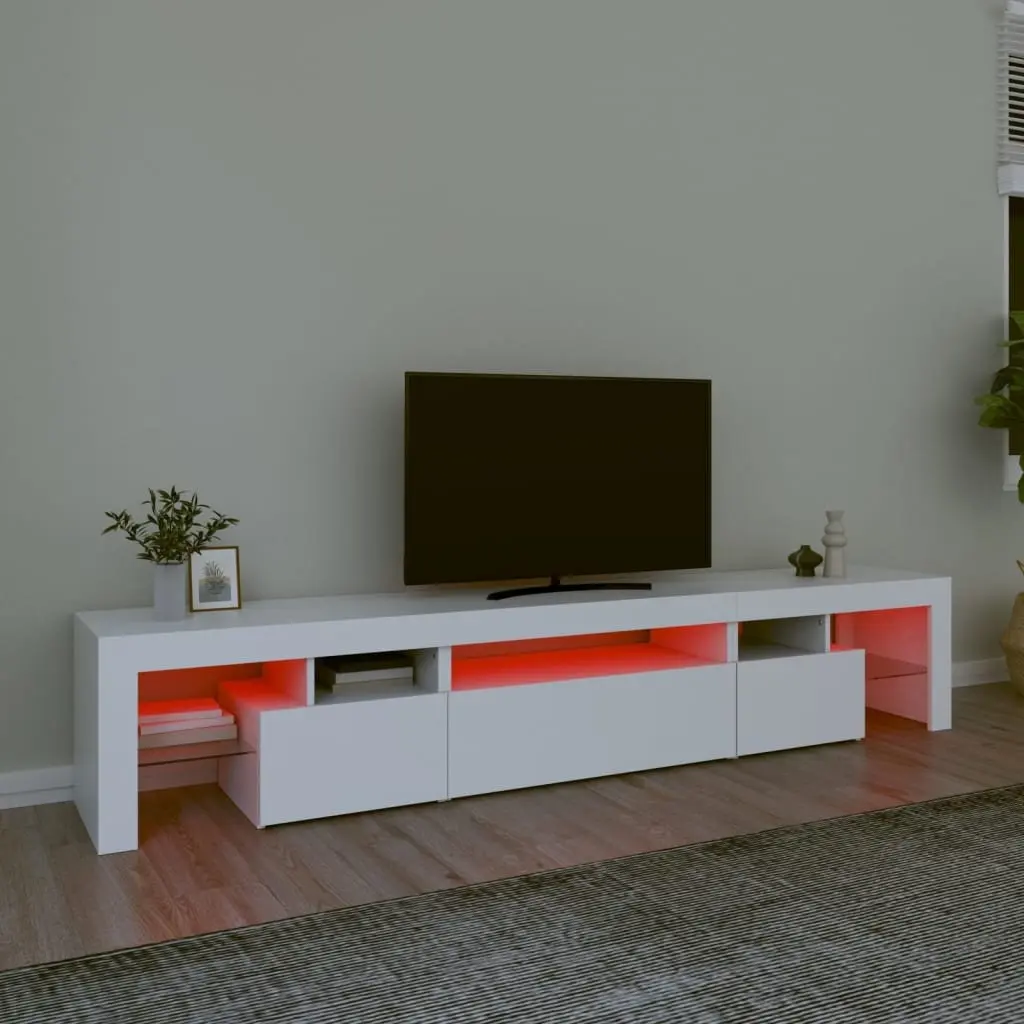 TV Cabinet with RGB LED Lights White 215x36.5x40 cm Media Unit Storage