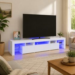 Concise 200cm Modern TV Cabinet with LED Features