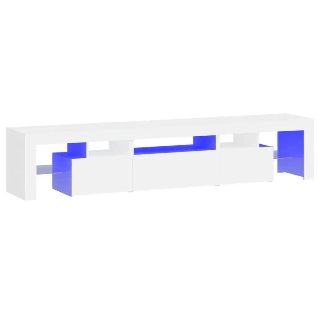 TV Cabinet White 200cm Modern Media Unit with RGB LED Lights