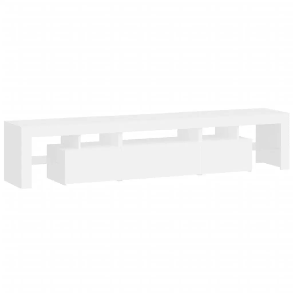 TV Cabinet White 200cm Modern Media Unit with RGB LED Lights