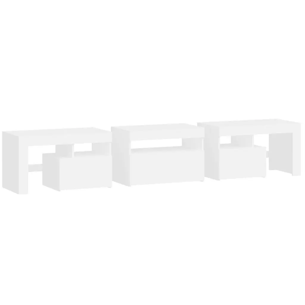 TV Cabinet White 200cm Modern Media Unit with RGB LED Lights