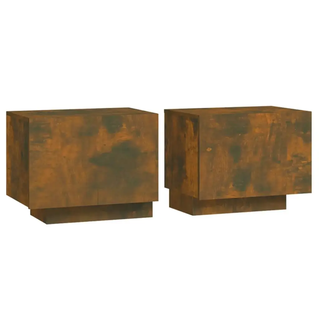 Bedside Table Brown Engineered Wood Compact Storage Nightstand