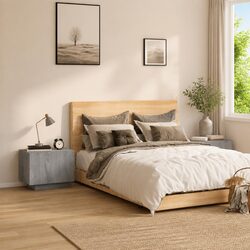 Bedside Cabinet Grey Storage Side Table Bedroom Nightstand Engineered Wood