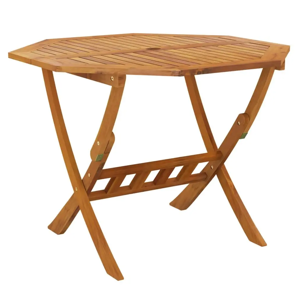 5 Piece Garden Dining Set Brown Solid Acacia Wood Foldable Outdoor Furniture