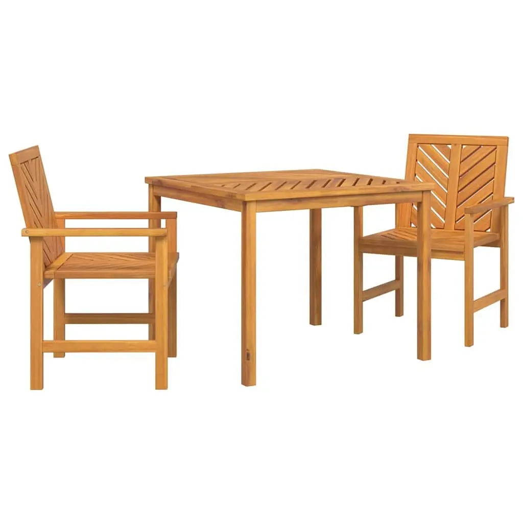 Garden Dining Set 3 Pieces Solid Acacia Wood Outdoor Table Chairs Brown