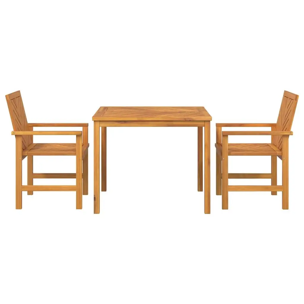Garden Dining Set 3 Pieces Solid Acacia Wood Outdoor Table Chairs Brown