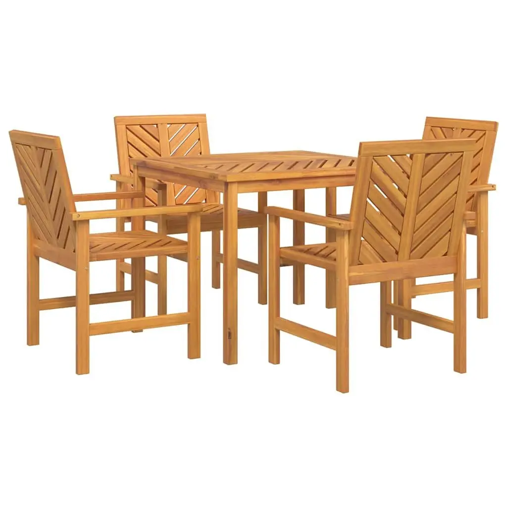 Garden Dining Set 5 Piece Outdoor Table Chairs Solid Acacia Wood Brown