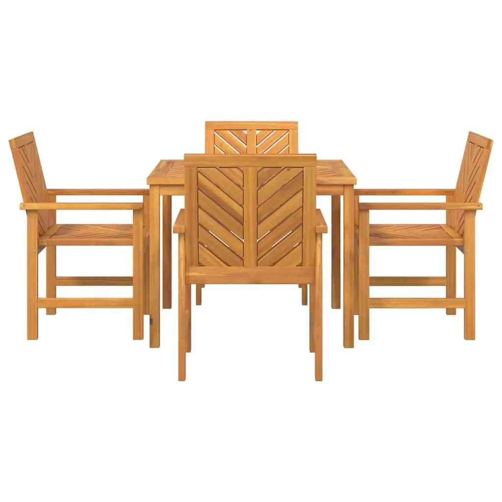 Garden Dining Set 5 Piece Outdoor Table Chairs Solid Acacia Wood Brown
