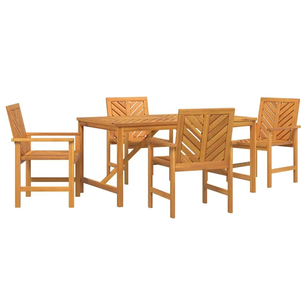 Garden Dining Set Brown 5 Piece Solid Wood Outdoor Furniture Table Chairs