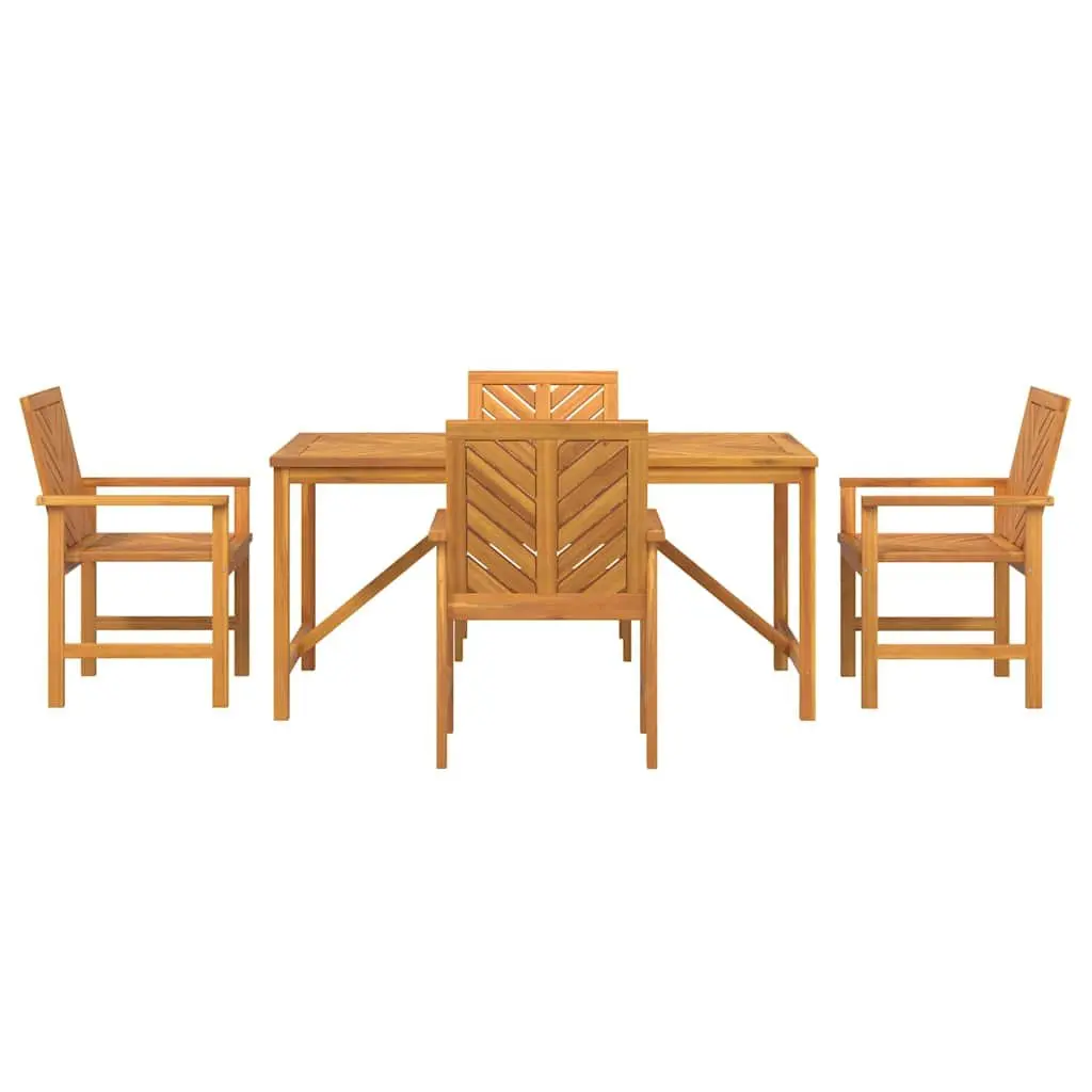 Garden Dining Set Brown 5 Piece Solid Wood Outdoor Furniture Table Chairs