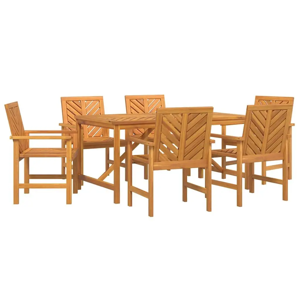 7 Piece Outdoor Dining Set with Solid Wood Table