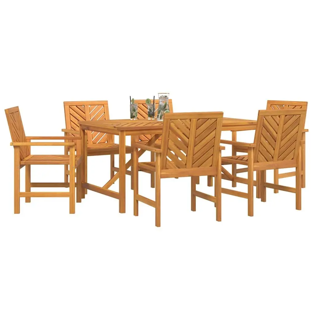 7 Piece Outdoor Dining Set with Solid Wood Table