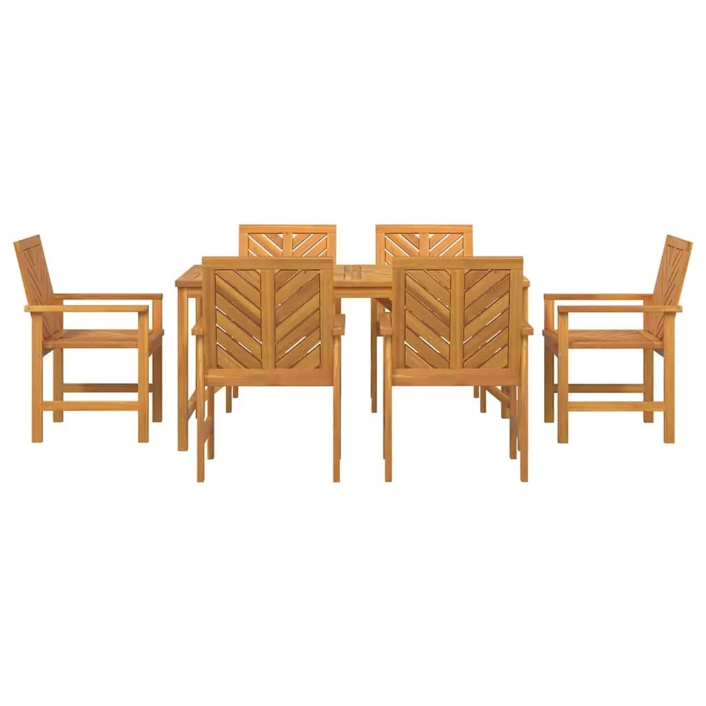 7 Piece Outdoor Dining Set with Solid Wood Table