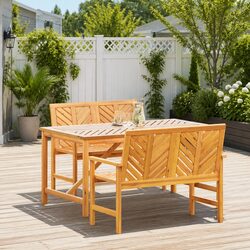 Compact 3-Piece Brown Dining Set for Outdoors