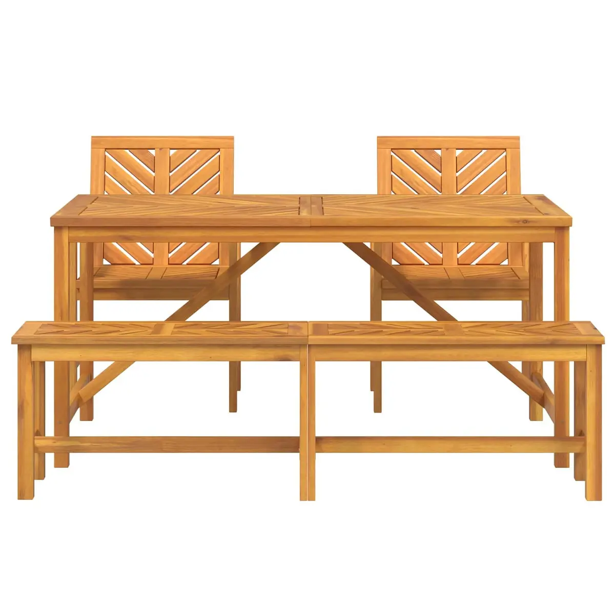 Garden Dining Set Brown 4 Piece Acacia Wood Outdoor Table Chairs