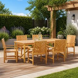 Compact 7 Piece Acacia Wood Dining Set for Outdoors