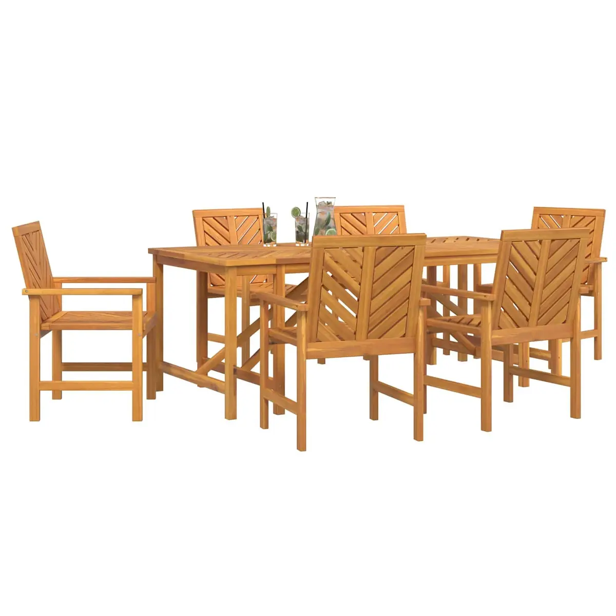 7 Piece Acacia Wood Dining Set for Outdoors