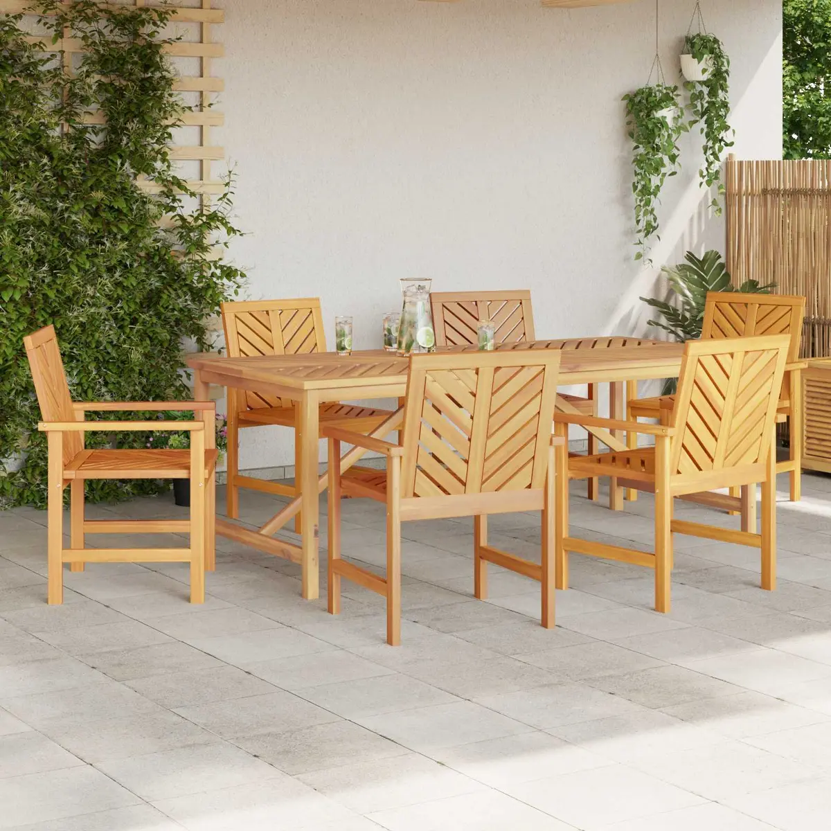 7 Piece Acacia Wood Dining Set for Outdoors