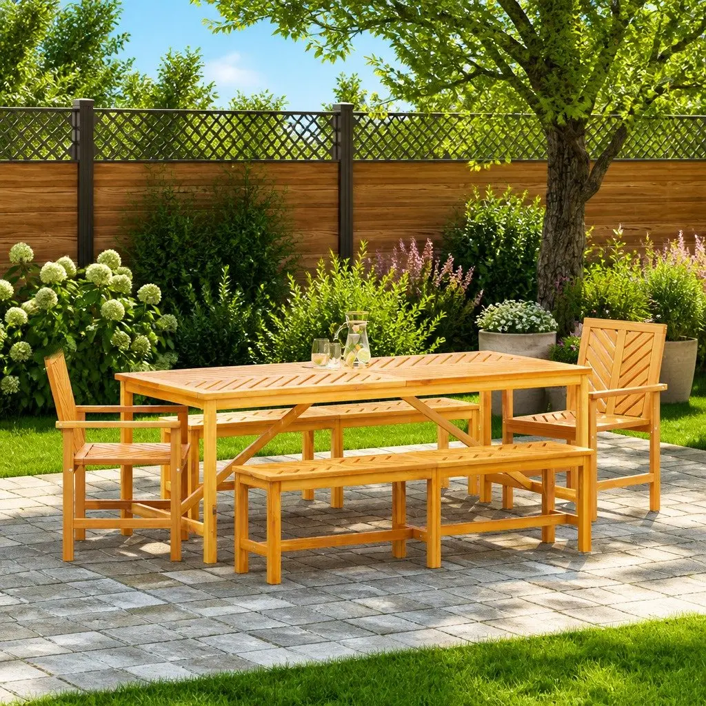 5-Piece Outdoor Dining Set with Acacia Wood