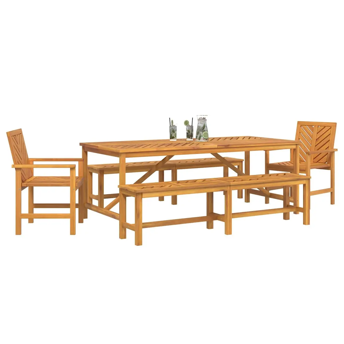 5-Piece Outdoor Dining Set with Acacia Wood