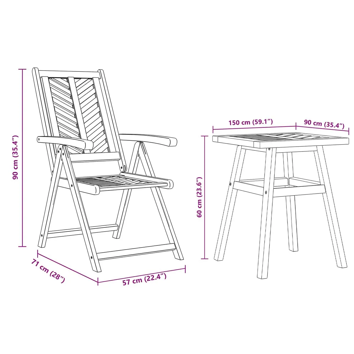 3-Piece Outdoor Dining Set for Patios