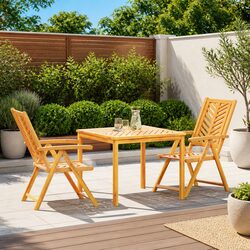 3-Piece Dining Set: Solid Acacia Wood Outdoor Furniture