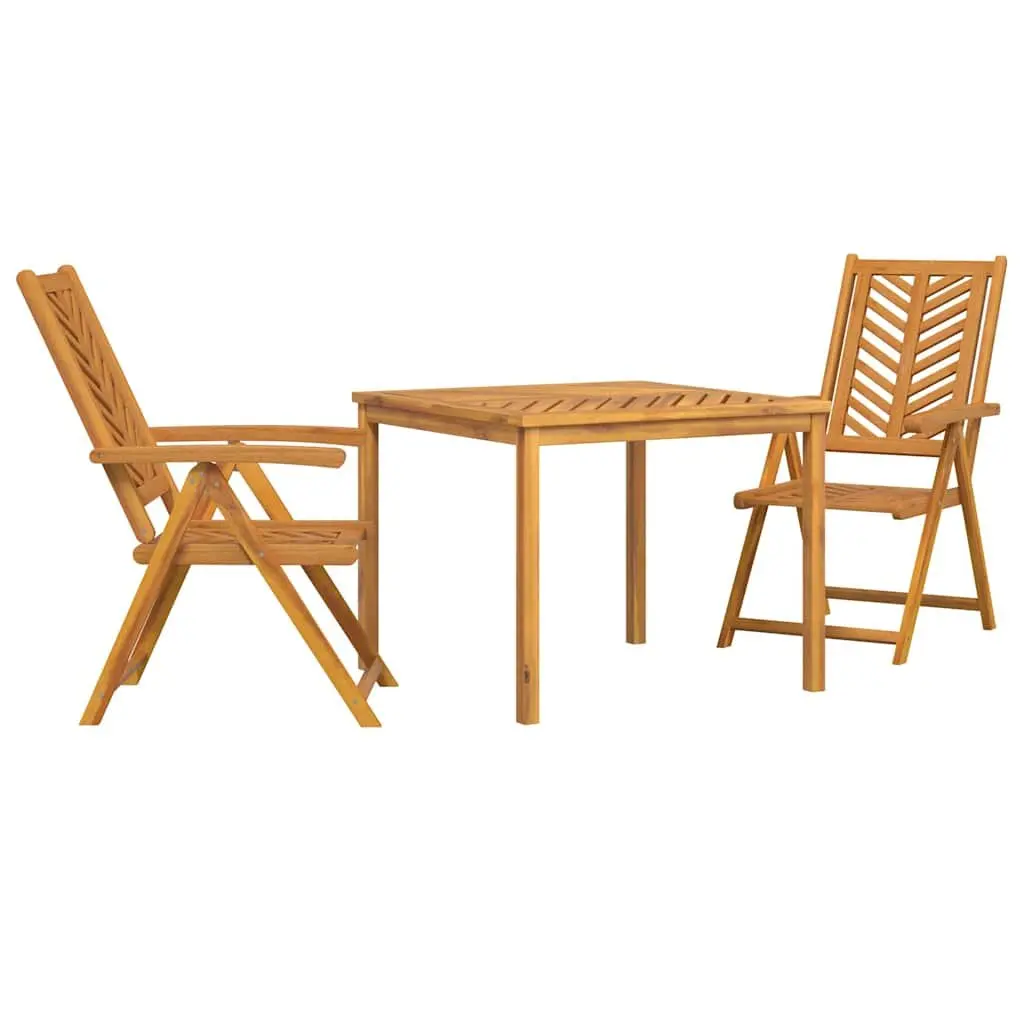Garden Dining Set 3 Pieces Solid Acacia Wood Outdoor Furniture Brown Table Chair