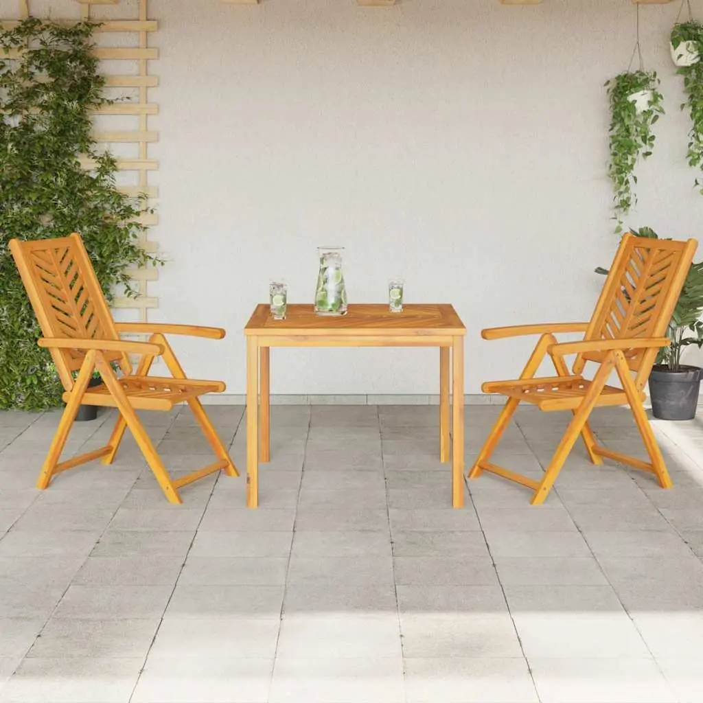 Garden Dining Set 3 Pieces Solid Acacia Wood Outdoor Furniture Brown Table Chair