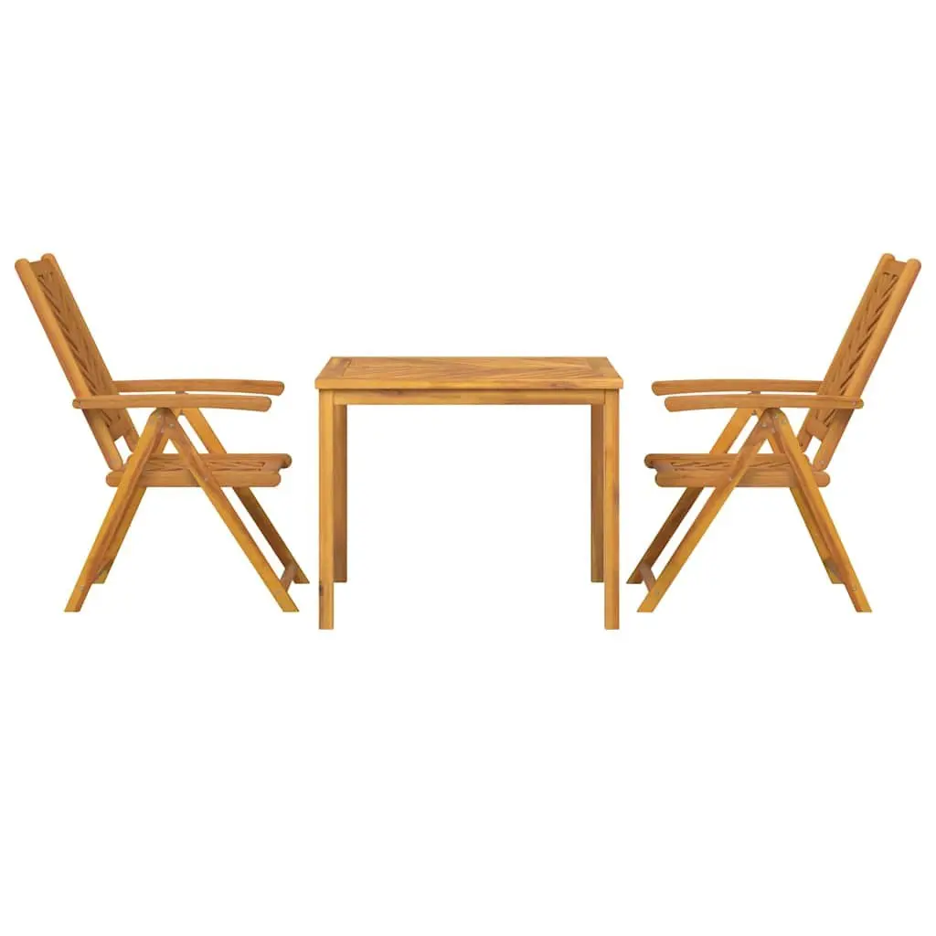 Garden Dining Set 3 Pieces Solid Acacia Wood Outdoor Furniture Brown Table Chair
