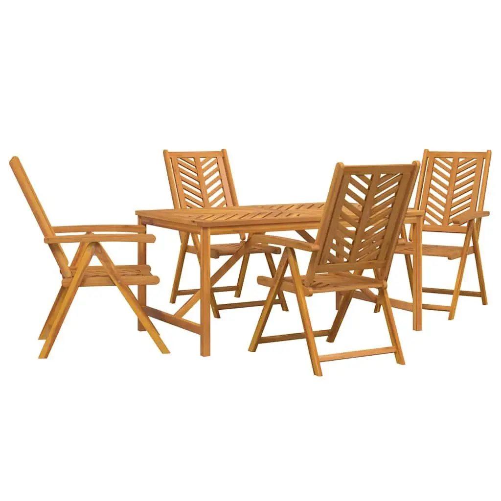 Garden Dining Set 5 Pieces Outdoor Furniture Brown Solid Acacia Wood Table