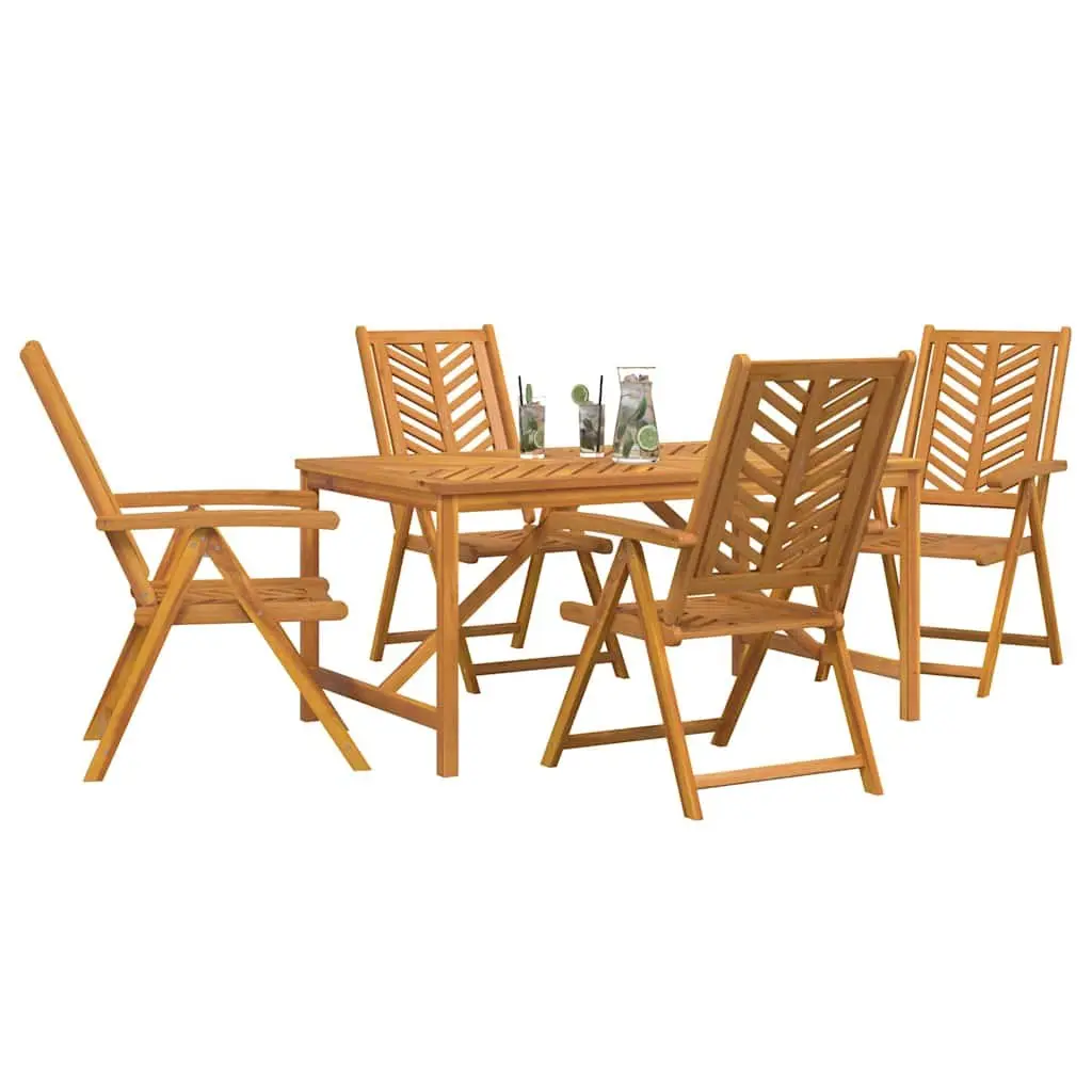 Garden Dining Set 5 Pieces Outdoor Furniture Brown Solid Acacia Wood Table