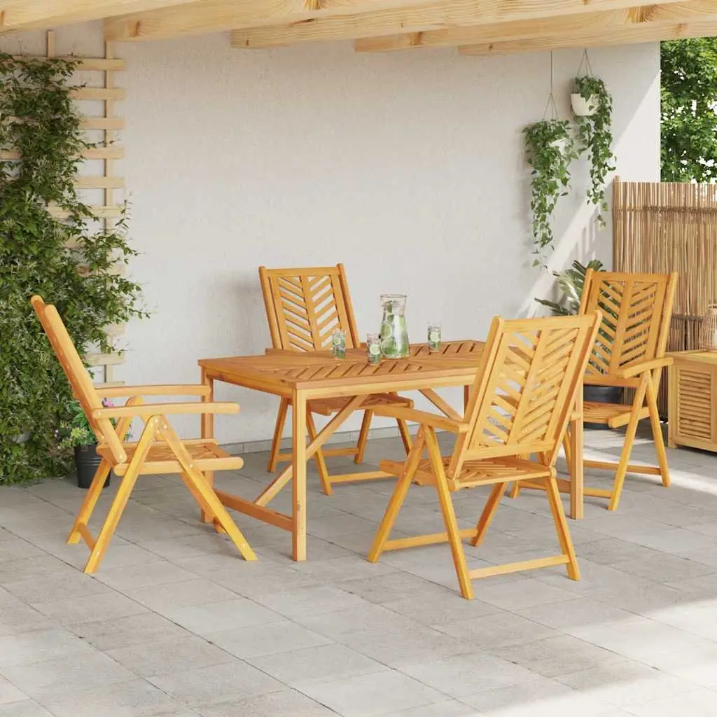 Garden Dining Set 5 Pieces Outdoor Furniture Brown Solid Acacia Wood Table