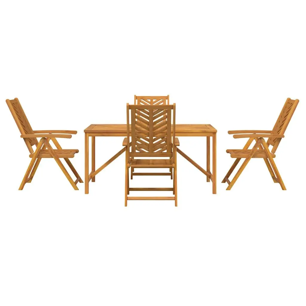 Garden Dining Set 5 Pieces Outdoor Furniture Brown Solid Acacia Wood Table
