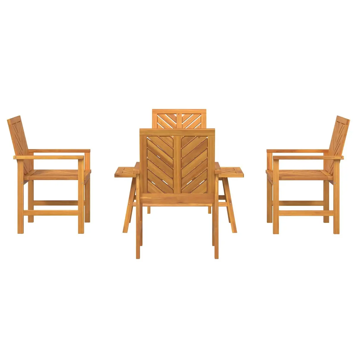 Garden Lounge Set Brown 5 Pieces Acacia Wood Outdoor Furniture Patio Seating