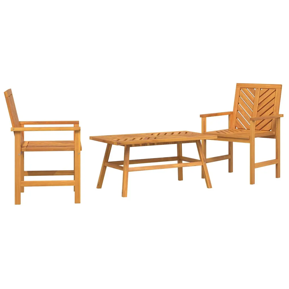 Garden Lounge Set 3 Piece Outdoor Furniture Brown Acacia Wood Patio Seating