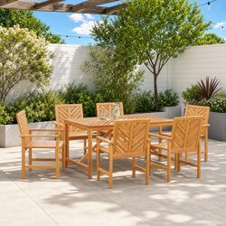 Concise Outdoor Dining Chair Set - 6 Acacia Wood Chairs