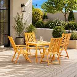 Acacia Wood Garden Chair Set - 4 Reclining Seats