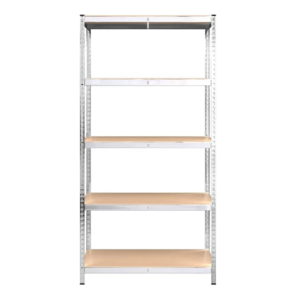 5-Layer Storage Shelves Silver Steel Engineered Wood Boltless 3 Piece