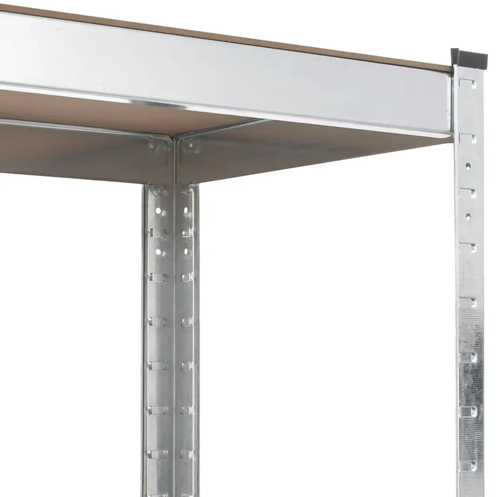 5-Layer Storage Shelves Silver 4 pcs Steel Engineered Wood Height Adjustable Heavy-Duty