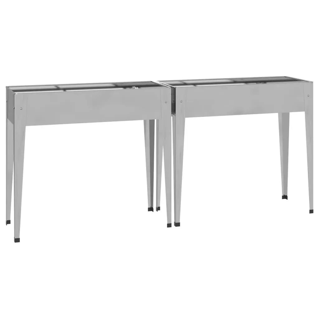 Garden Planters Silver 2 Piece Raised Bed Outdoor Planter Pots High Feet